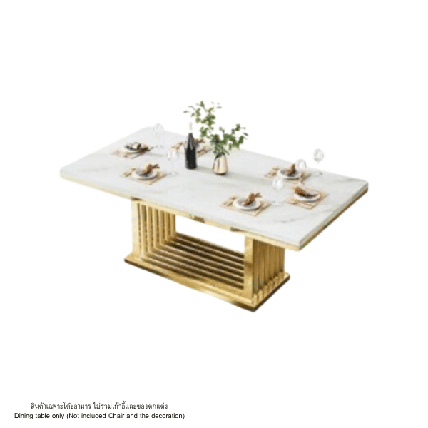 โต๊ะอาหารหินอ่อน WISDOM DESIGN FURNITURE รุ่น LOGAN 160 ซม. สีมาร์เบิ้ล/ทอง